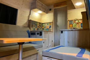Seating and kitchen area